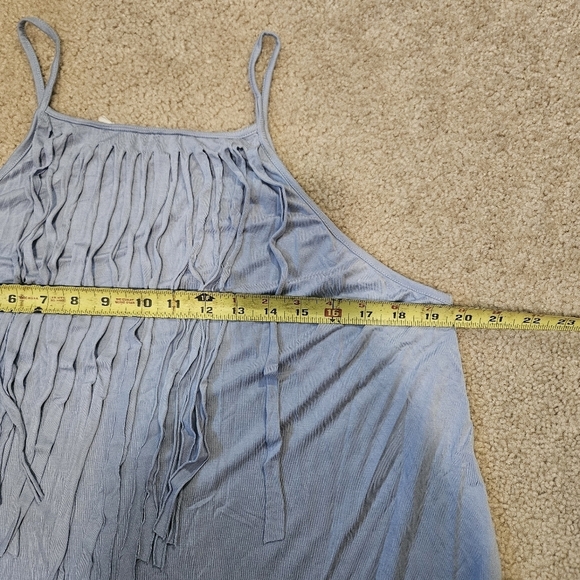 POL Pol Light Blue Sleeveless Fringe Tank Top M - Picture 7 of 8